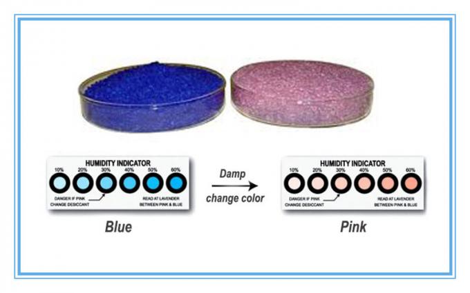 Industrieller Anzeigekieselgel, blau zu den rosa Kieselgel-Indikatorkristallen